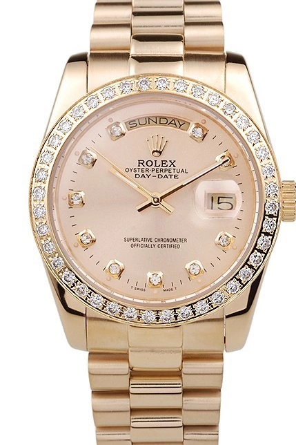 MiroTime 0820 Rolex Day-Date 18k Yellow Gold Plated Stainless Steel Gold Dial